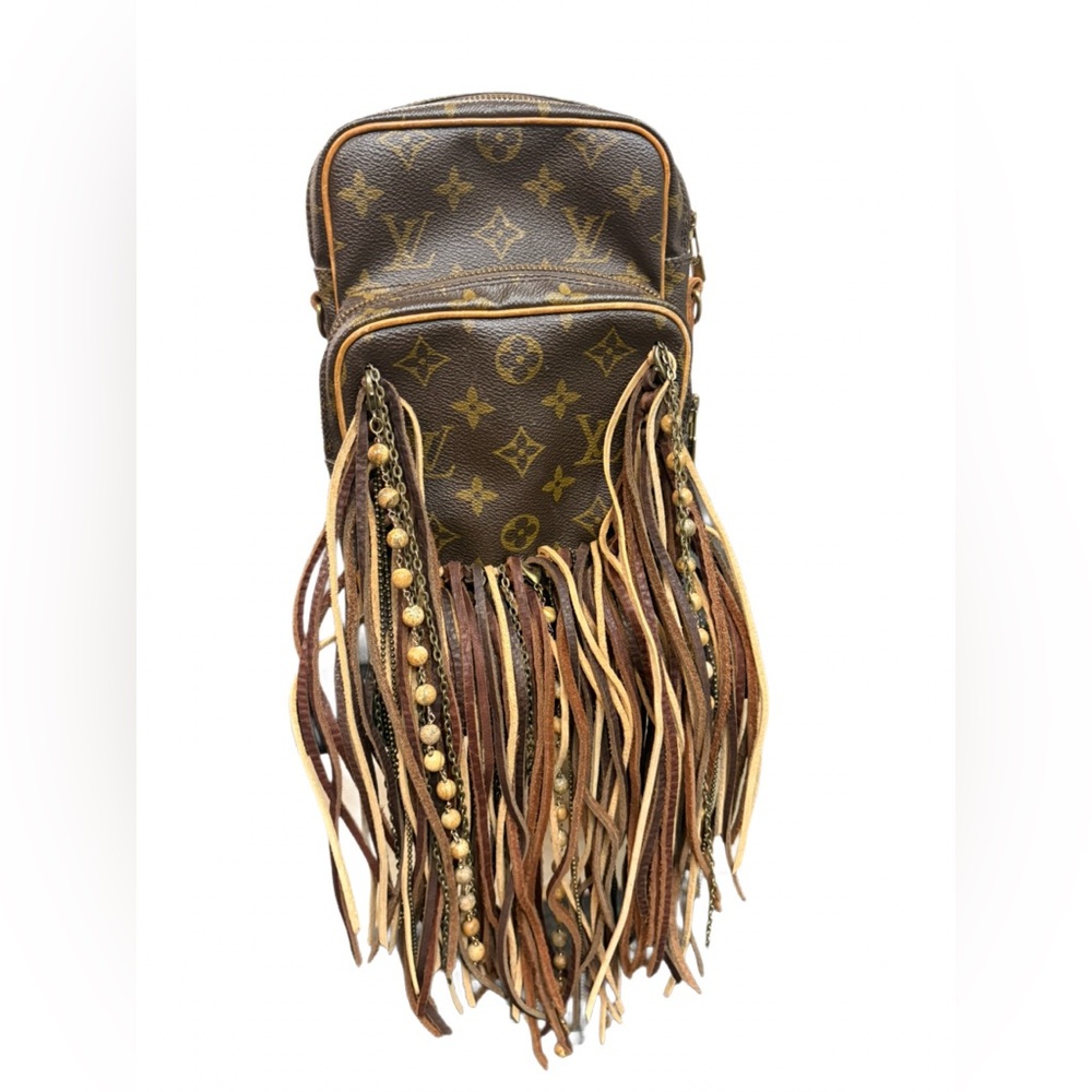 Vintage boho Upcycled Louis Vuitton Danube PM with Fringe - Picture 11 of 12